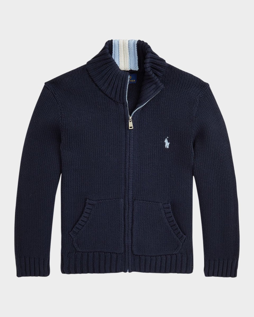 Boy's Combed Cotton Chunky-Knit Sweater, Size 2-7